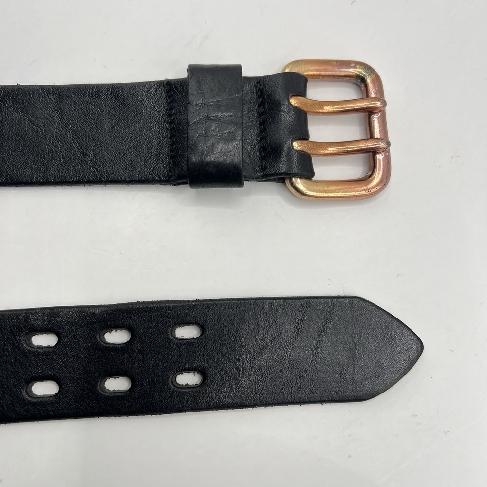 VTG 90s Compagnie Internationale Express Leather Belt S Black Two Prong Buckle - Picture 4 of 9